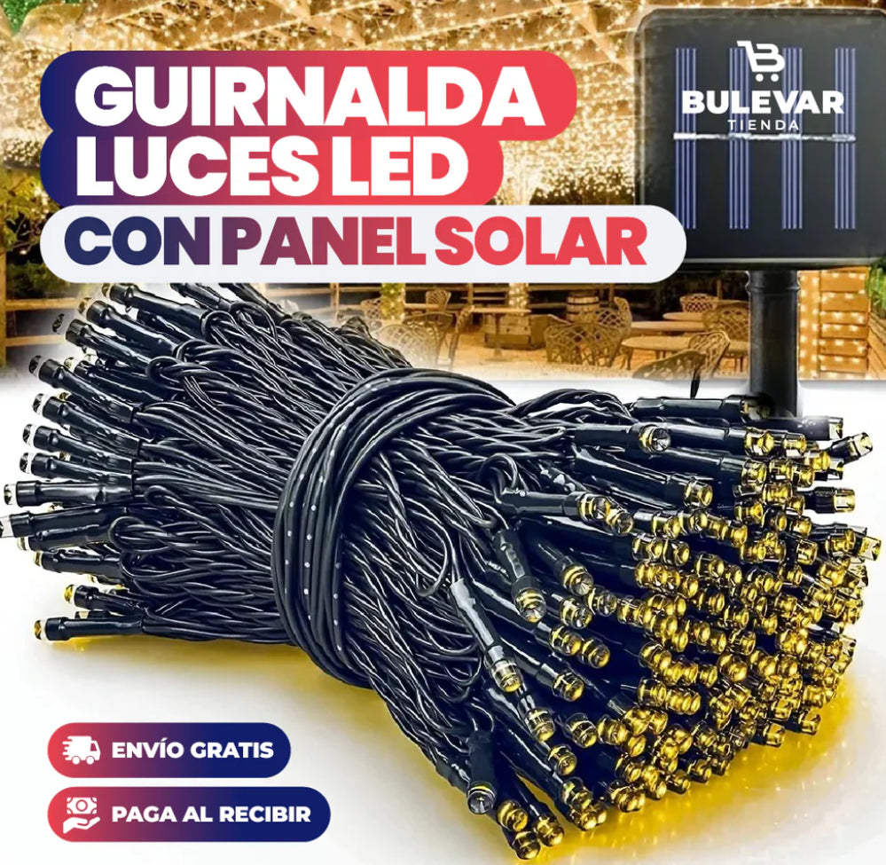 Guirnalda Luces de Navidad con Panel Solar + Envío Gratis