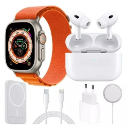 MEGA PACK: Smartwatch X8 Ultra + Audífonos + Carga inalámbrica + Power bank