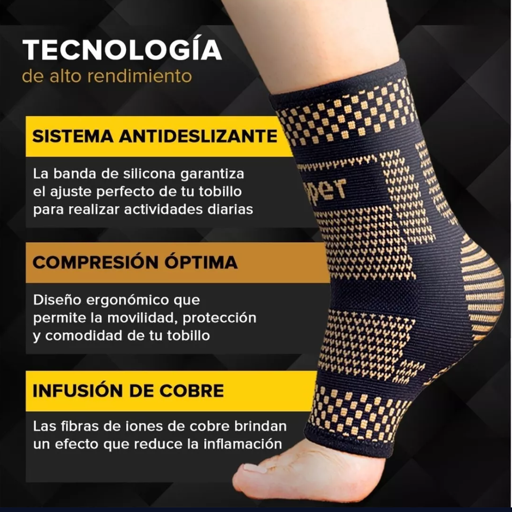 PROMO PACK 2 Tobilleras de Compresión con Fibra de Cobre - Alivio del dolor
