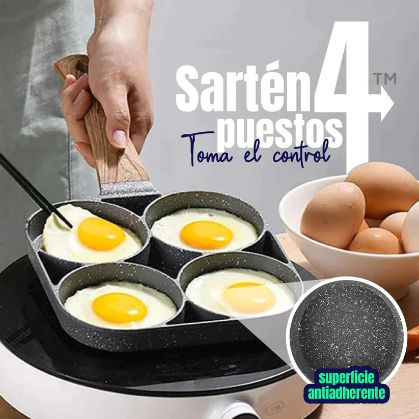 Sartén de 4 Espacios Antiadherente / ENVÍO GRATIS🚛✅