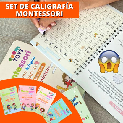 📚Set de Caligrafía Montessori - 4 Cuadernos Mágicos Reutilizables + Envío Gratis