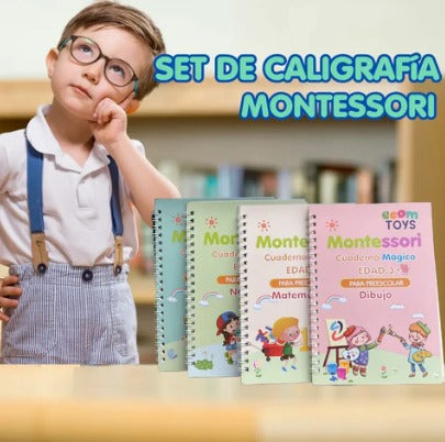 📚Set de Caligrafía Montessori - 4 Cuadernos Mágicos Reutilizables + Envío Gratis