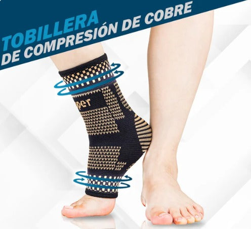 PROMO PACK 2 Tobilleras de Compresión con Fibra de Cobre - Alivio del dolor