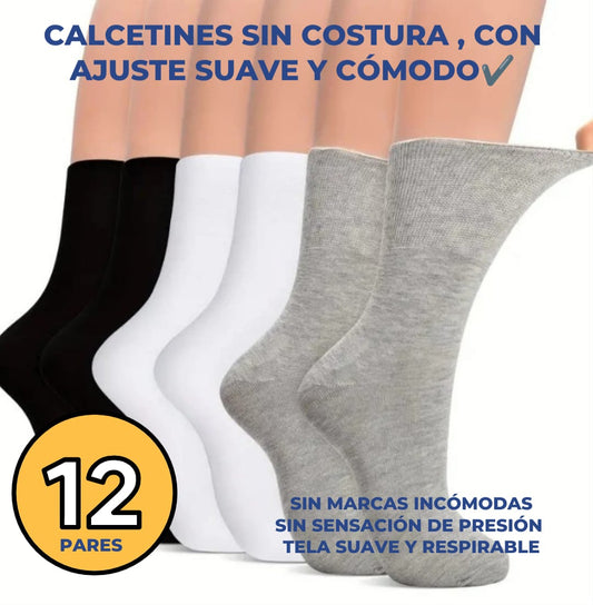 DiaCare – Pack de 12 Pares de Calcetines Diabéticos 🧦✨ Sin costuras, no aprietan y mayor comodidad en cada paso.